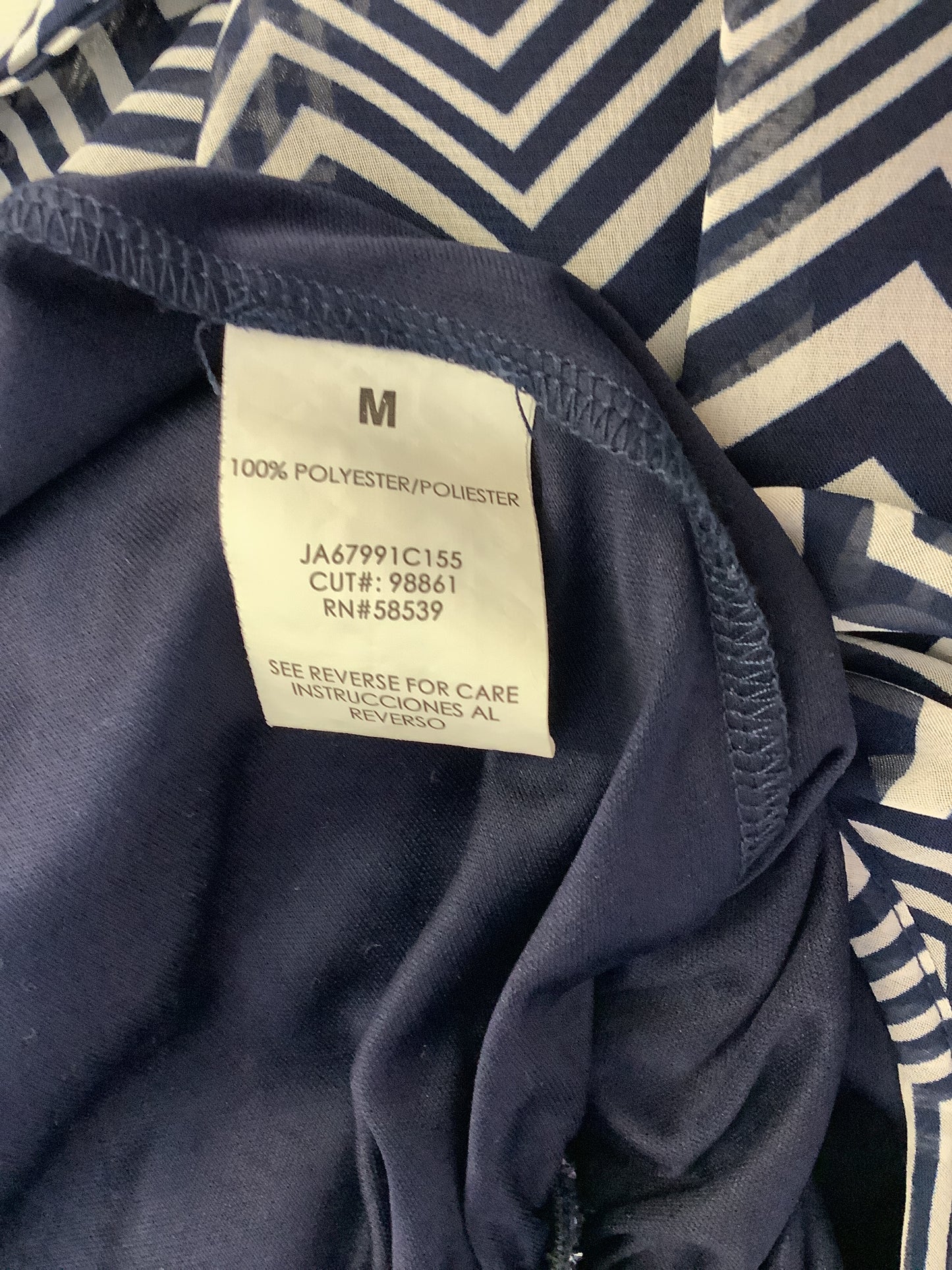 Speechless Size Medium Navy Blue and White Zig-Zag Midi Dress