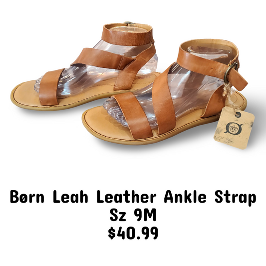 Born Leah Brown Leather Ankle Strap Shoe Sandals Women’s New Size 9