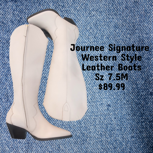 Journee Signature  Western Style Leather Pryse Boots Sz7.5M