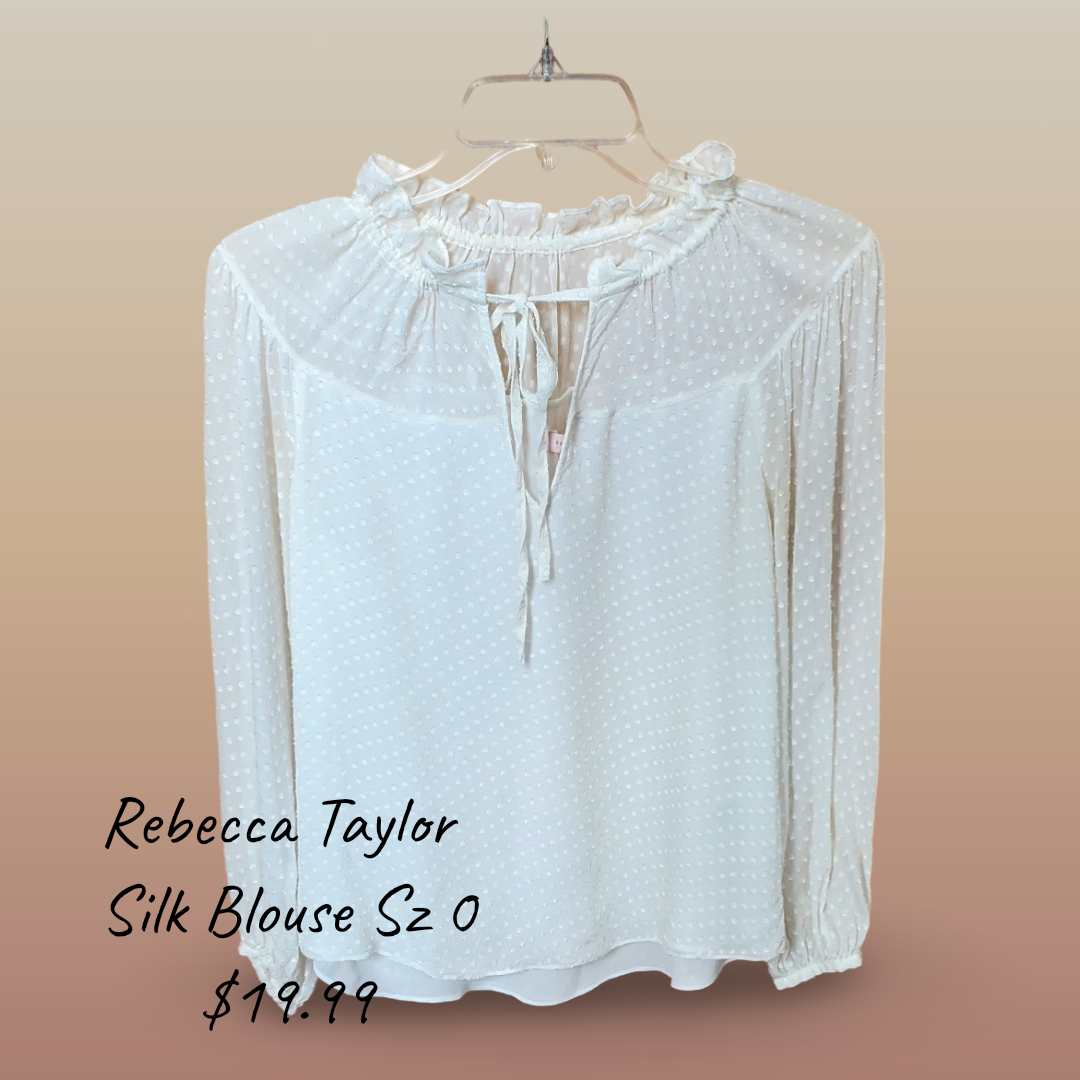 Rebecca Taylor Silk Peasant Blouse Sz Small (0)