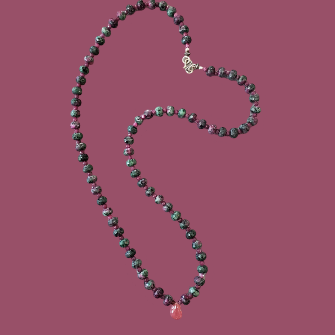 Ruby & Zoisite Natural Semi Precious Stone Necklace