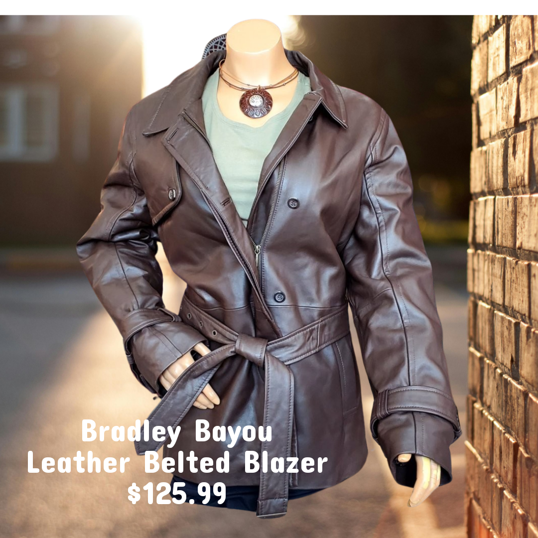 Bradley Bayou Leather Zipper Front Blazer Sz X-Large