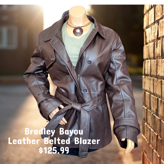 Bradley Bayou Leather Zipper Front Blazer Sz X-Large