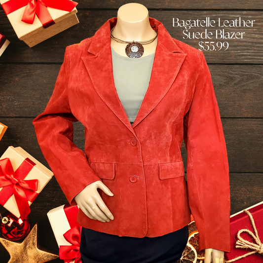 Bagatelle Red Leather Suede Blazer Sz 14