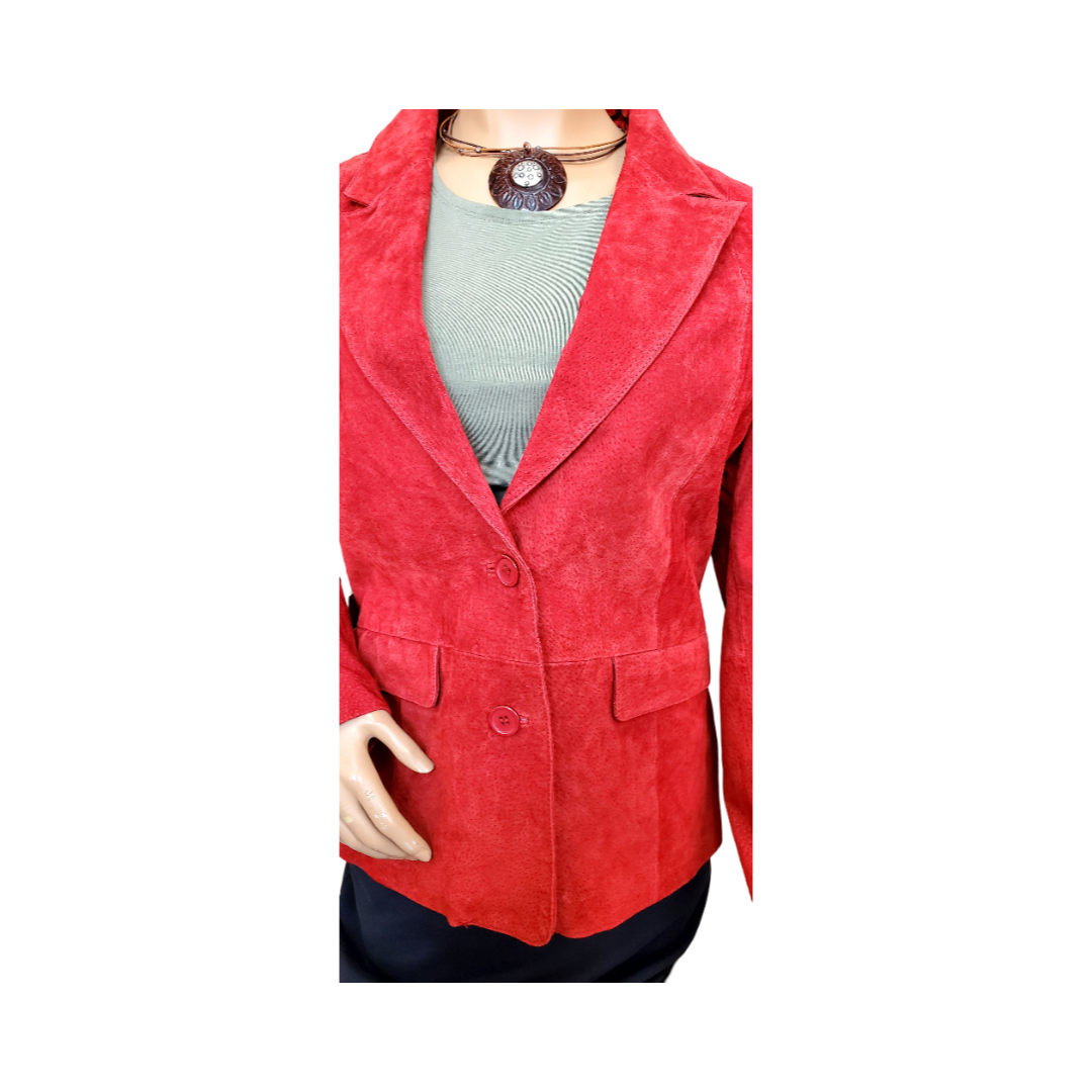 Bagatelle Red Leather Suede Blazer Sz 14