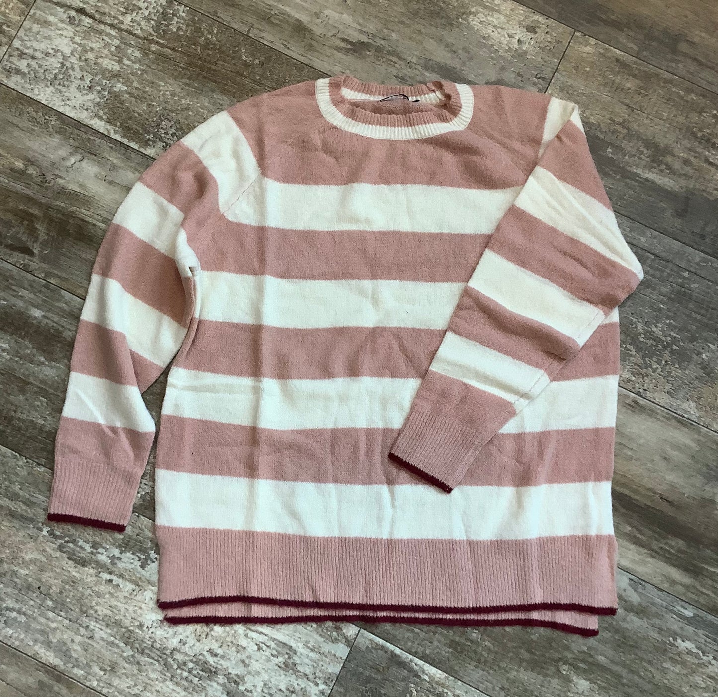 Lush Broad Striped Crew-Neck Sweater Sz Large
