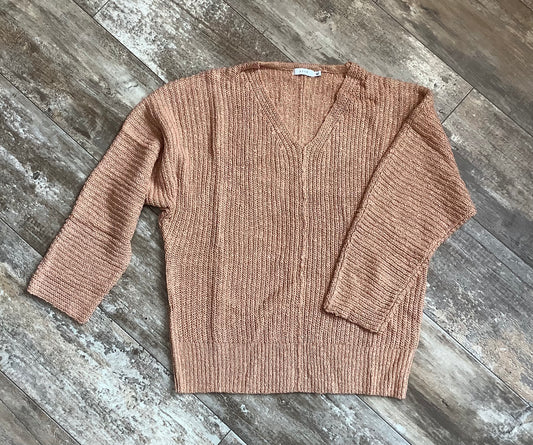 Lush Cable Knit V-Neck Sweater