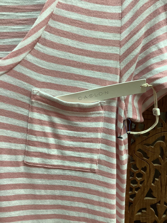 Caslon Striped V-Neck T-Shirt Sz X-Small
