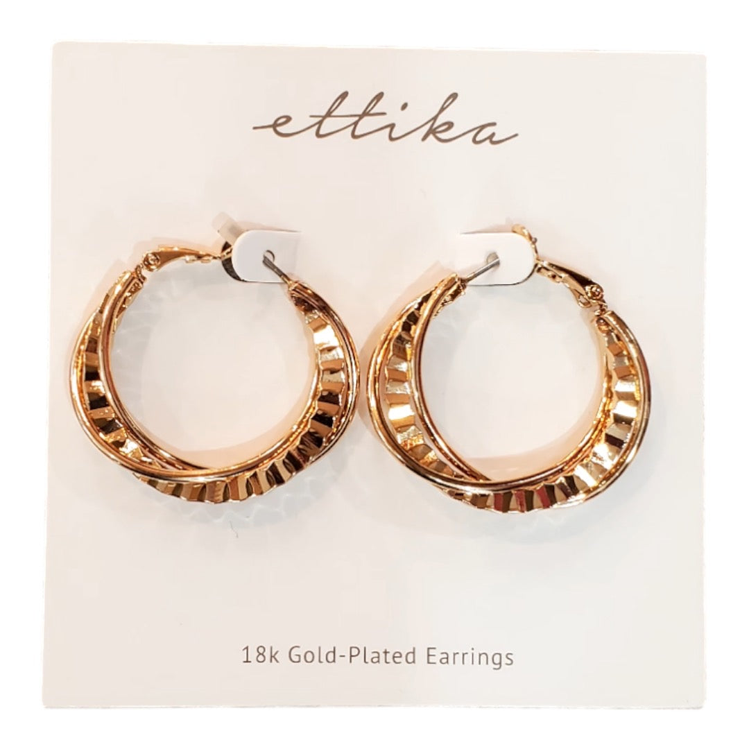 Ettika Gold Ruffle Hoop Earrings 18KP