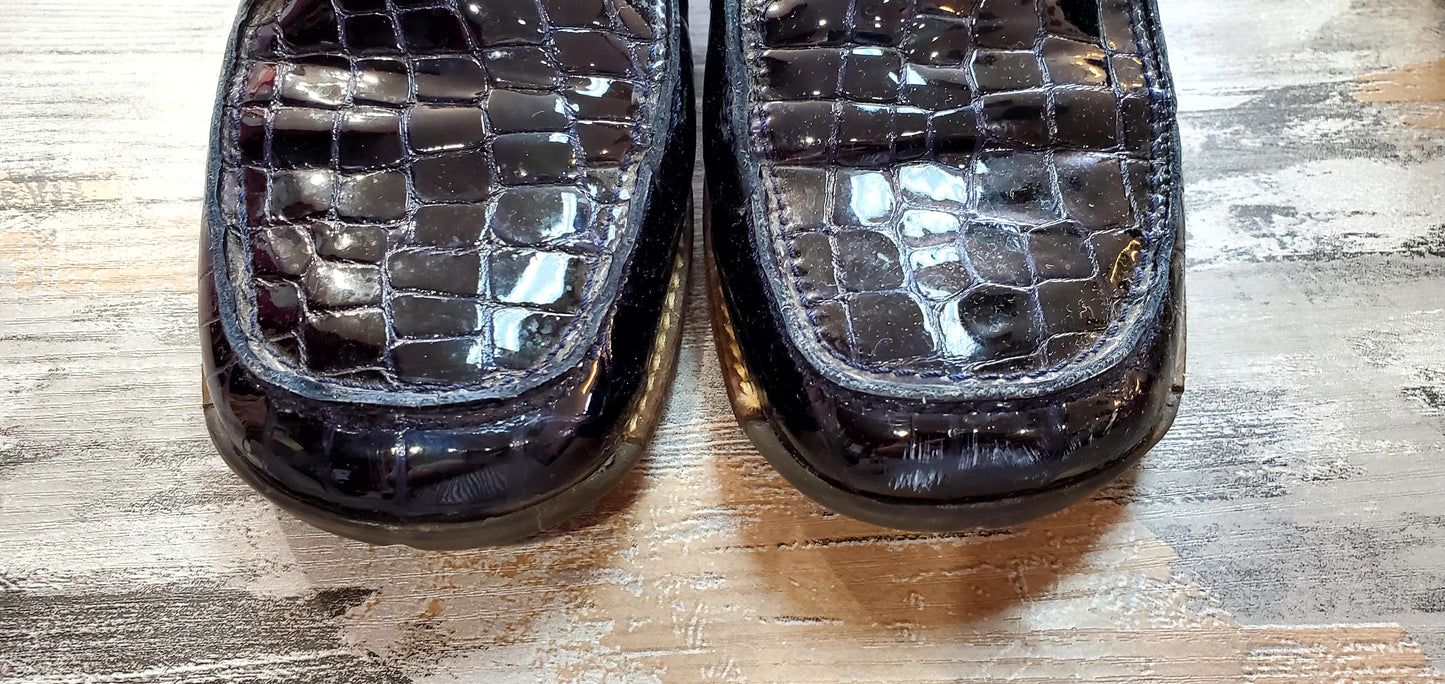 Helle Comfort by Romu’s Patent Leather Crocodile Embossed Loafer Sz 38/7.5