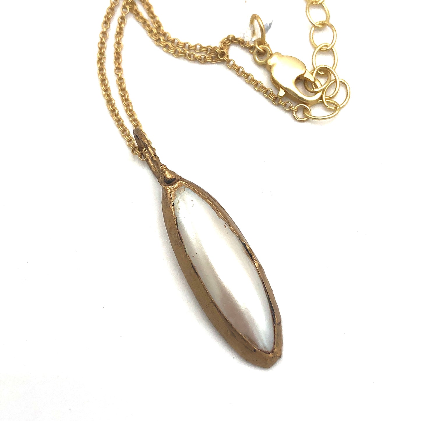 Aged Pearl Marquis & Matte Gold Layering Necklace - Shortie