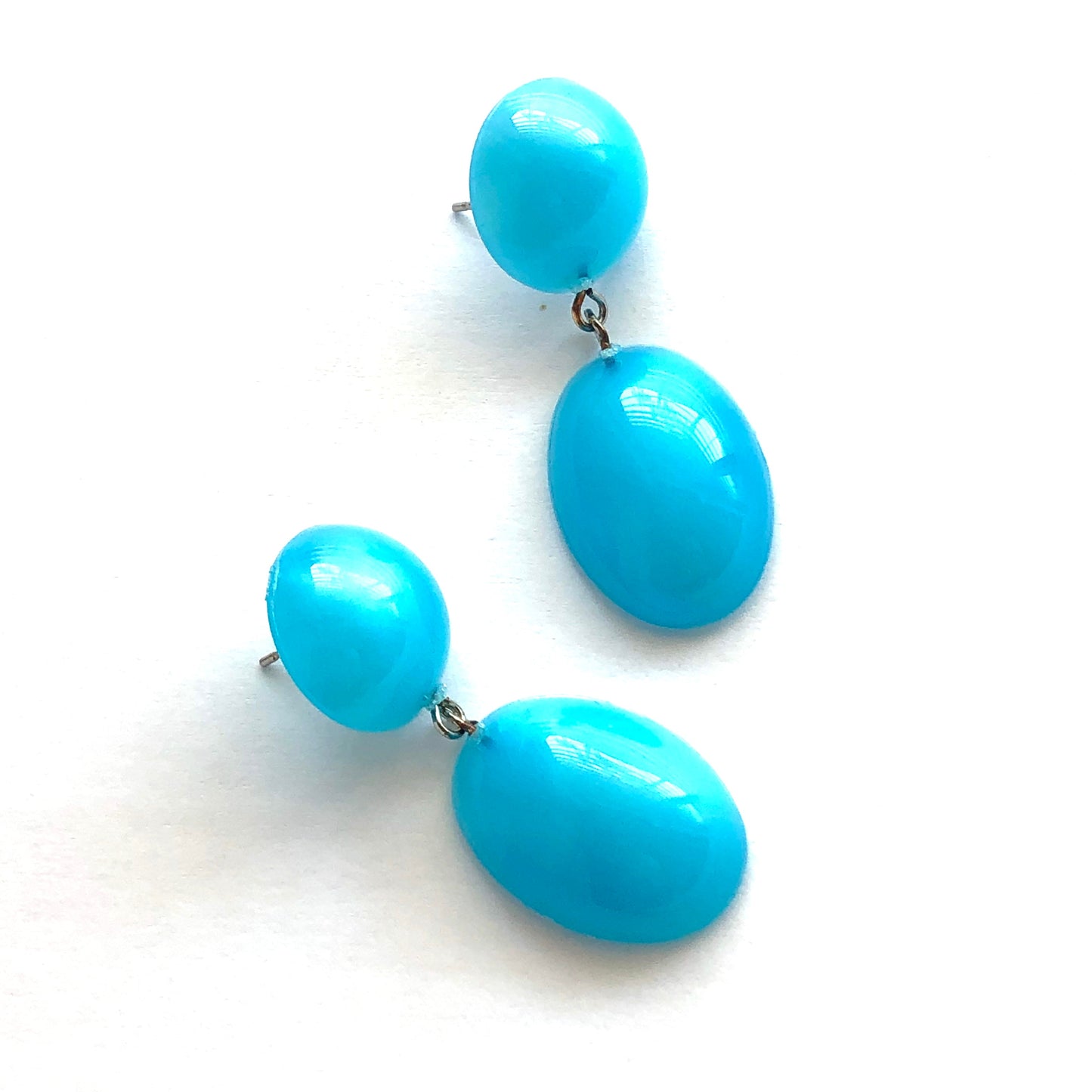 Aqua Blue Aura Glow Jelly Bean Earrings