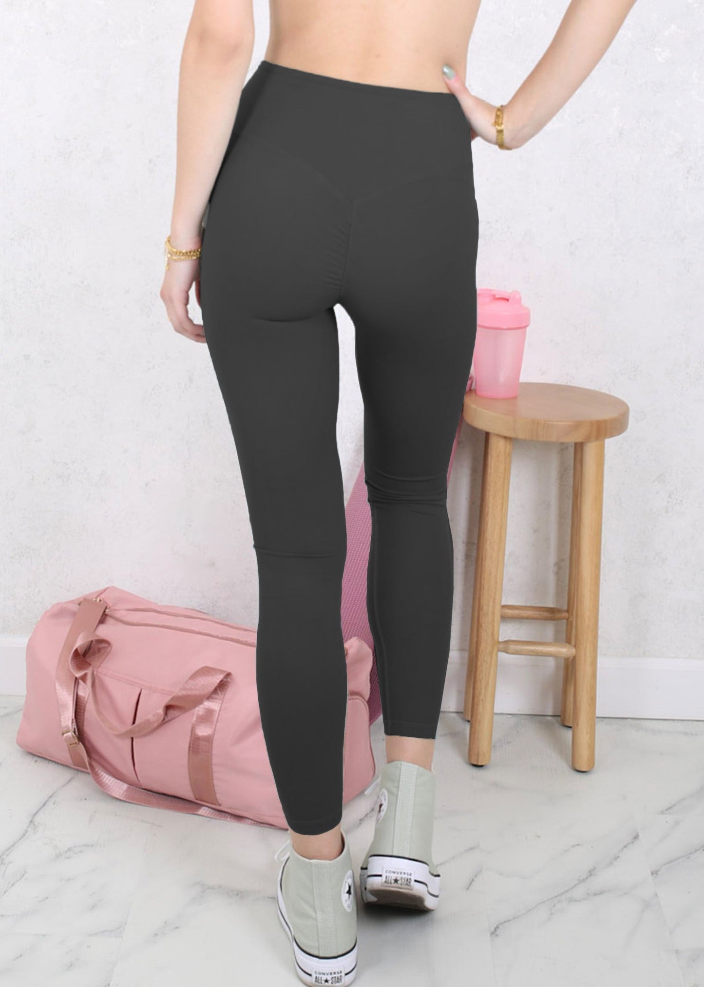 High Waist Solid Sports Leggings by Anna-Kaci