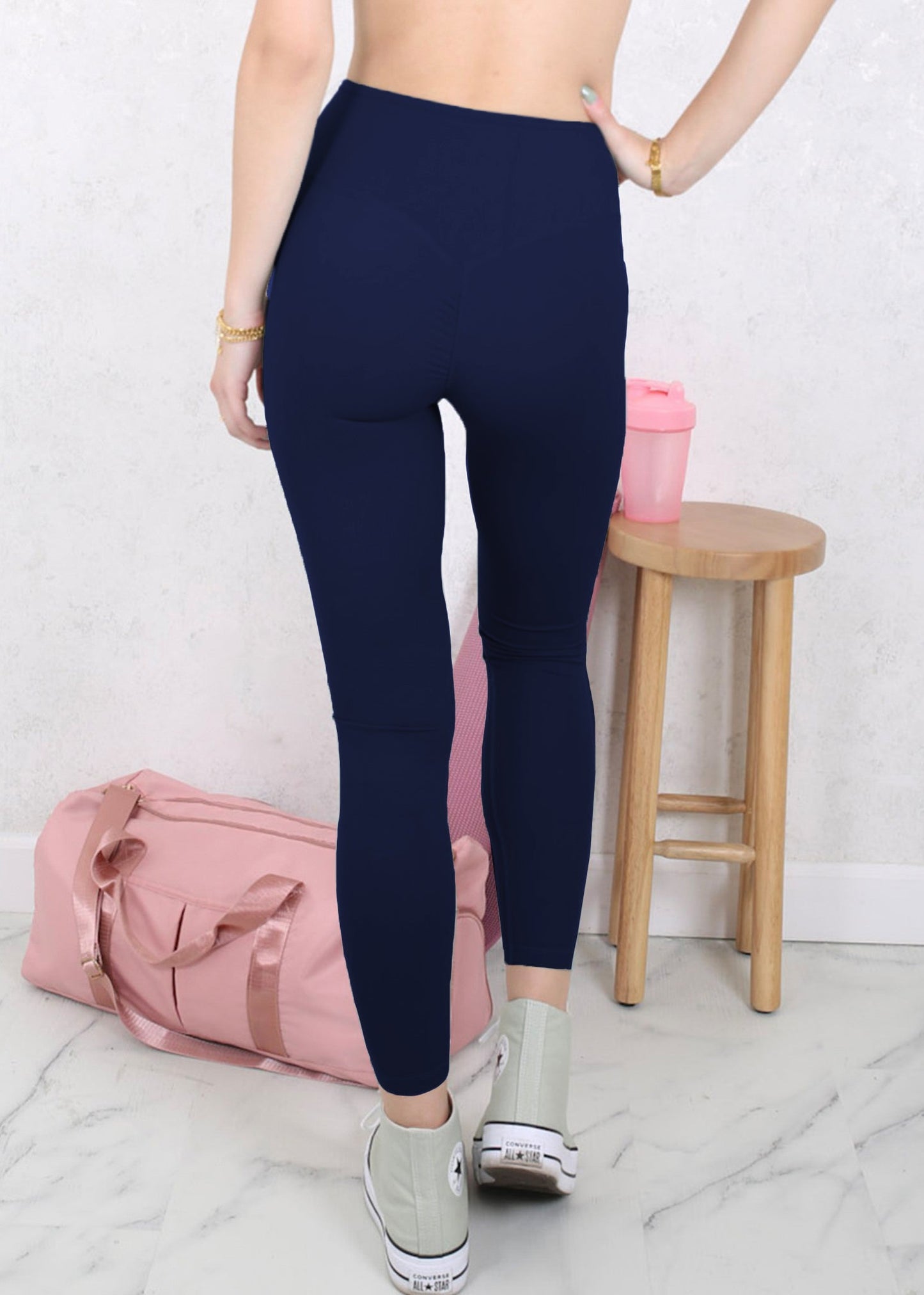 High Waist Solid Sports Leggings by Anna-Kaci