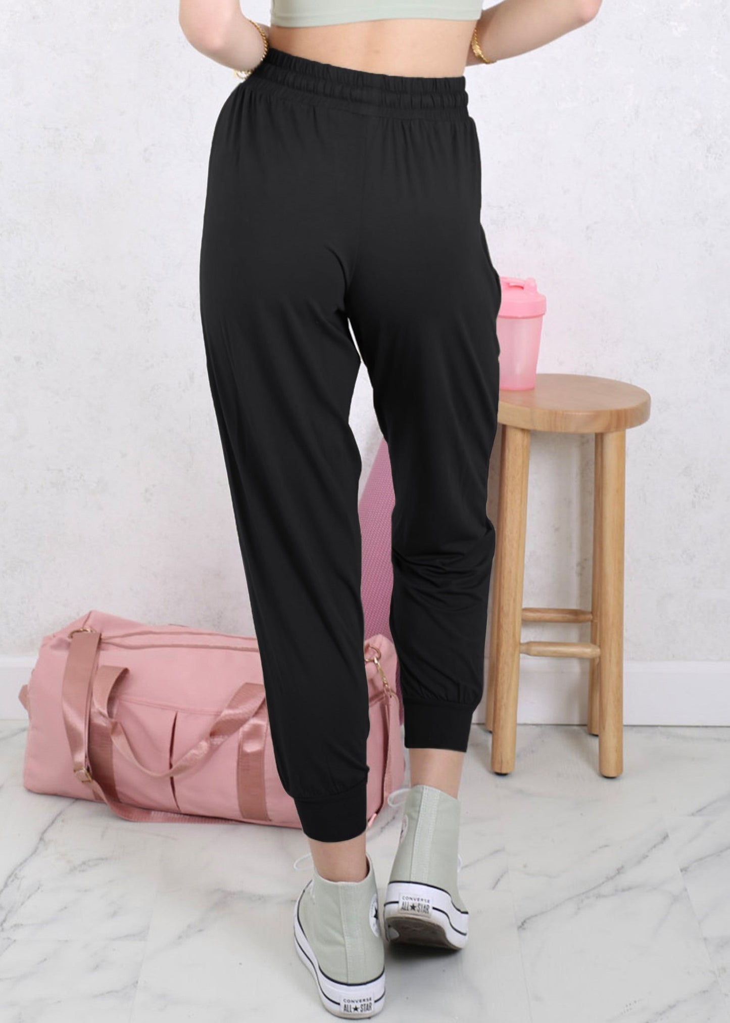 Drawstring Waist Pleated Detail Jogger by Anna-Kaci