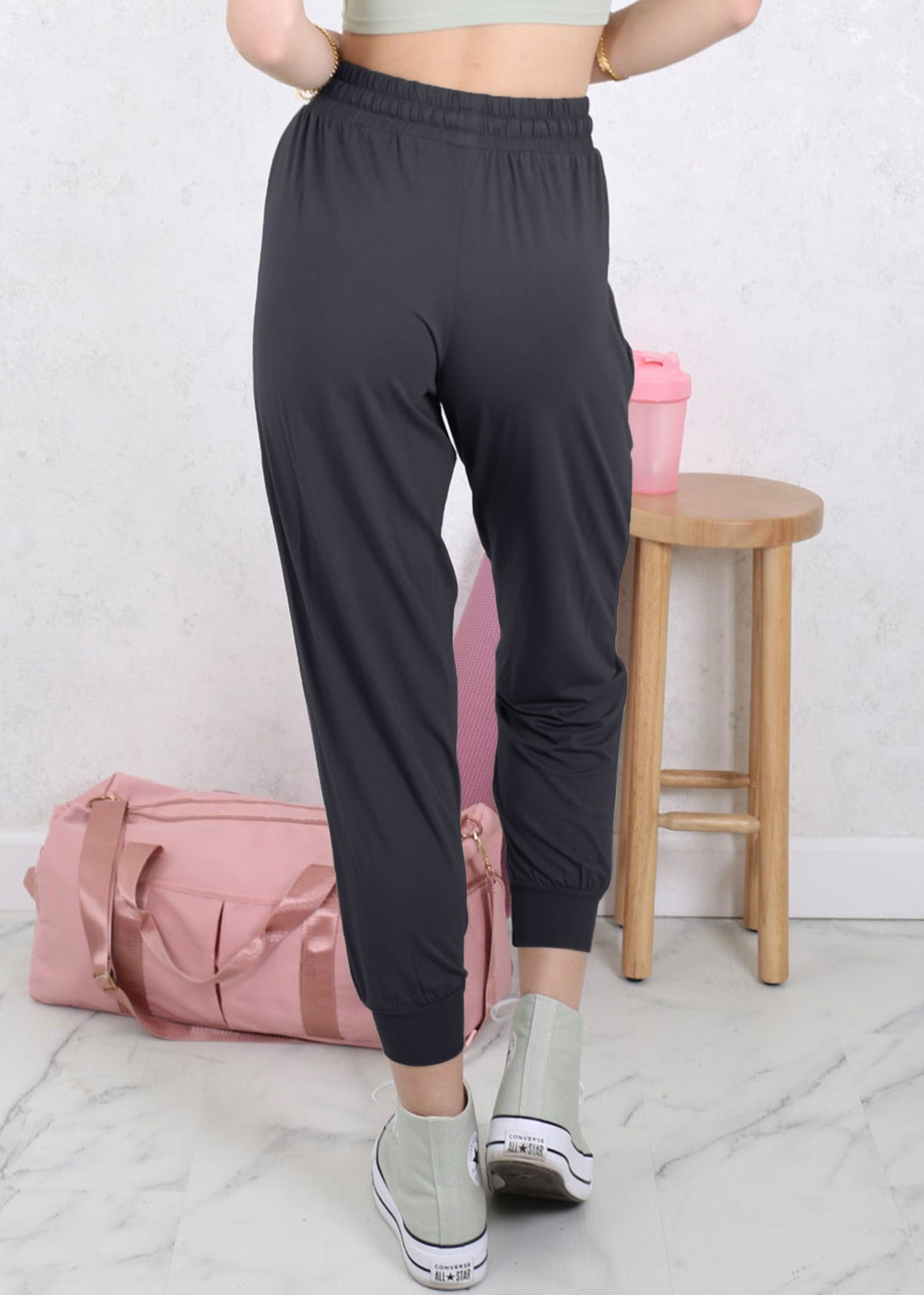 Drawstring Waist Pleated Detail Jogger by Anna-Kaci