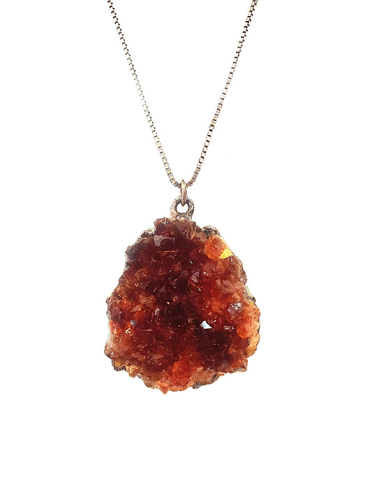 Citrine Cluster Pendant 10.5" Drop SS Chain