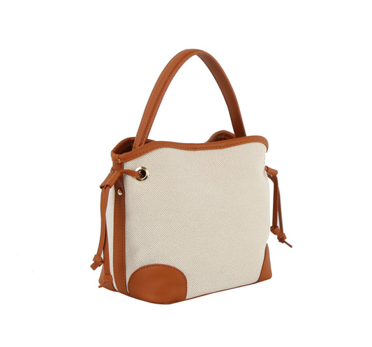 Color block triple compartment bag - Light Brown