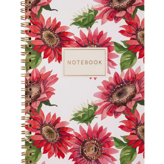 Spiral Notebook Red Sunflowers