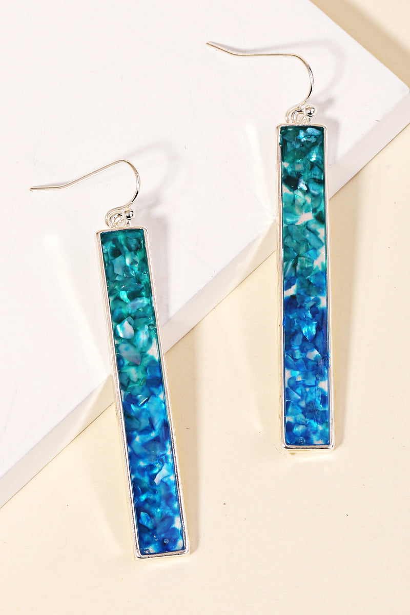 Silver/Enamel Thin Bar Drop Earrings