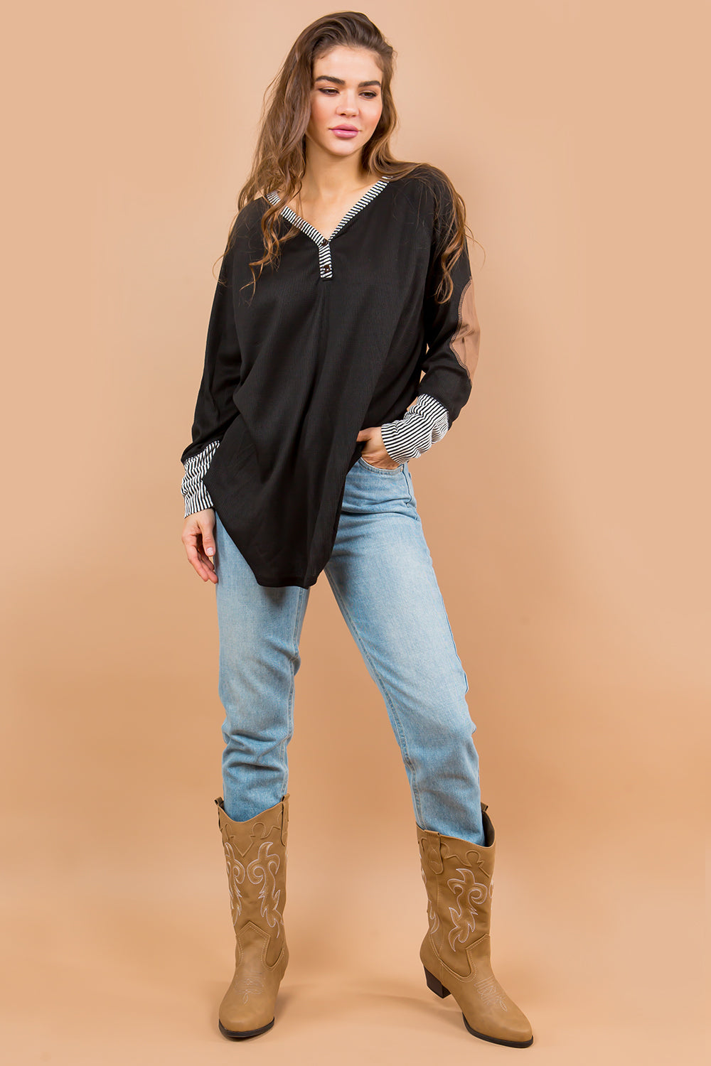 Oversized Elbow Patch Tunic