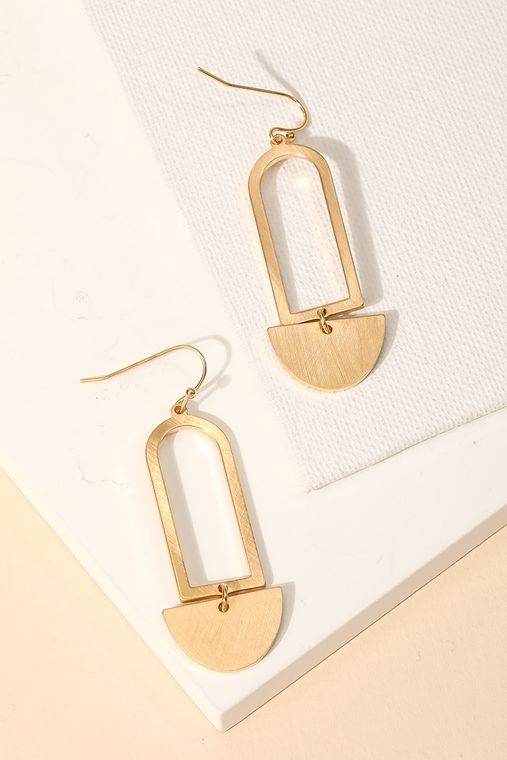 Mini Semicircle Goldtone Drop Earrings