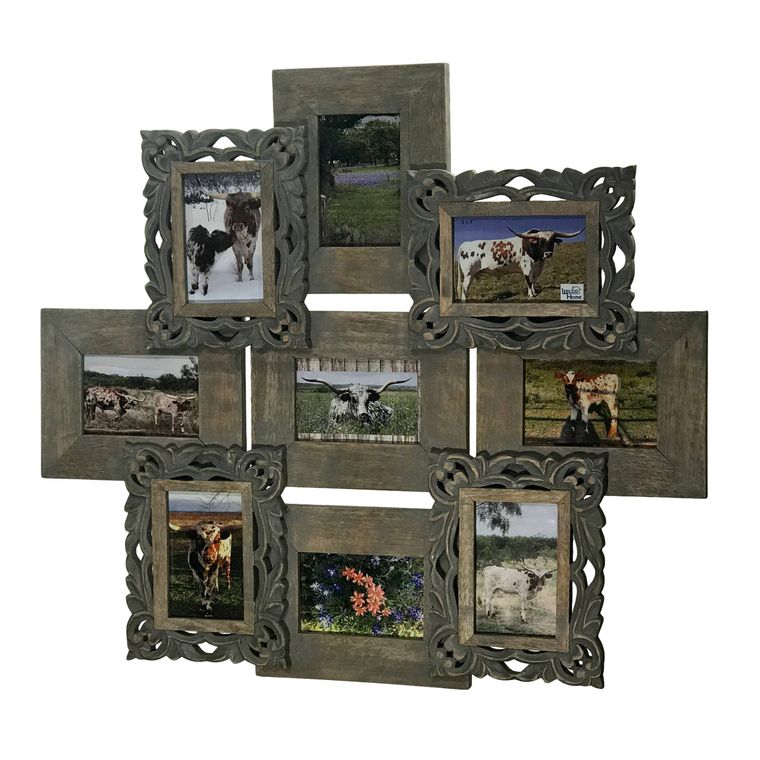 Royal Orleans Mango Wood 9 Photo Frame Wall Collage