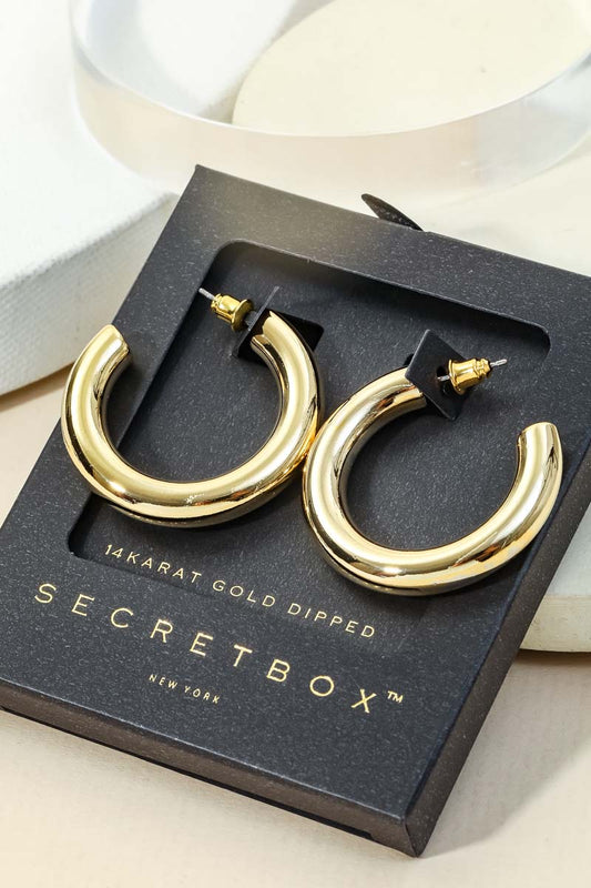 Secret Box 35Mm Gold Hoop Earrings